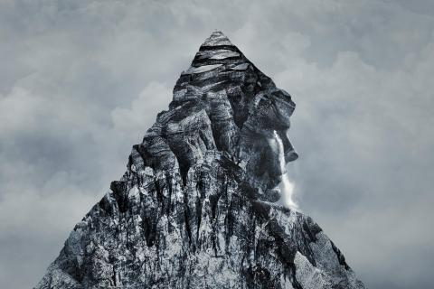 Rock with the impression of a person within it